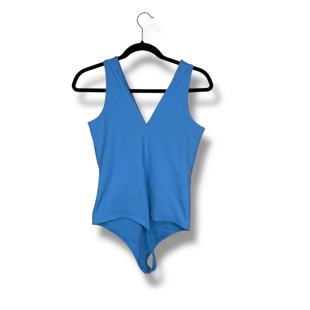 Abercrombie Fitch Soft A&F Collection Blue V Neck Snap Closure Bodysuit Women‎ M - Picture 3 of 4